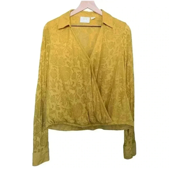 Anthropologie Mustard Wrap Top - Picture 2 of 10